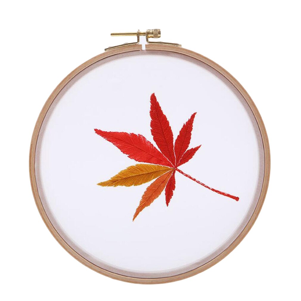 Sketch Simple Embroidery Kit Handmade DIY Fabric Novice European Embroidery Kit Home Decoration: Maple leaf