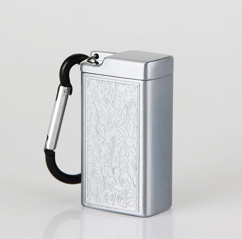 Mini Cenicero portátil viene con llavero mosquetón Cenicero de metal para exteriores: Silver