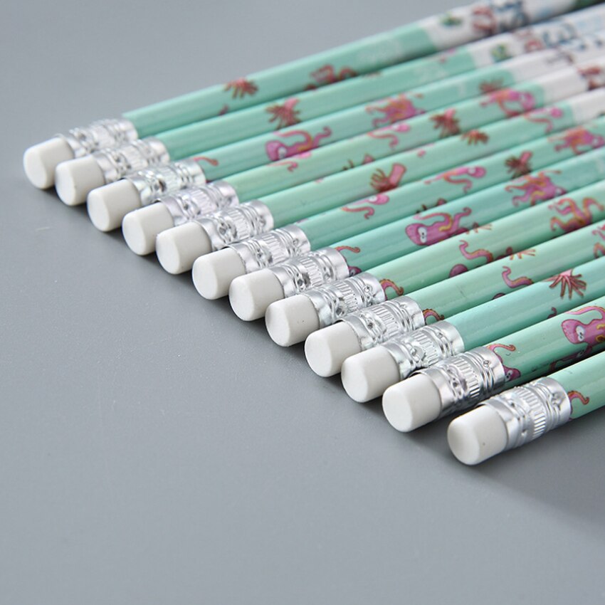 12 unids/pack mar HB lápiz de goma de madera de cabeza de lápiz escribiendo dibujo lápiz de madera papelería chico
