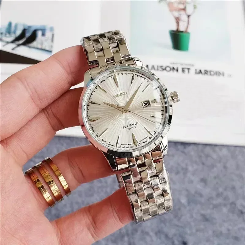 Seiko Horloge 100% Originele Srpb41j1 Presage Serie Heren Horloges Japans Roestvrij Staal Waterdicht Zakelijk Mode Polshorloge: Ivoor