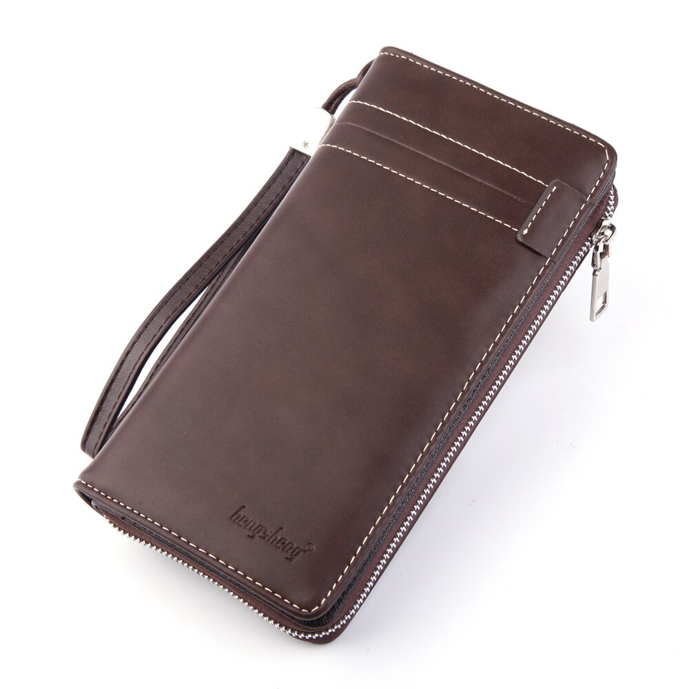 Herre lang læder bifold pung id-kortholder clutch checkhæfte taske smart pung mini slim kort pung punge til mænd: B