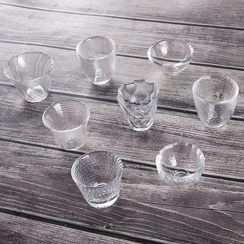 Japanese Style Glass Small Tea Cup Gongfu Tea Set Eight-piece Glass Tea Cup Glass Tea Cup Set Chinese Tea Set Shot Glas