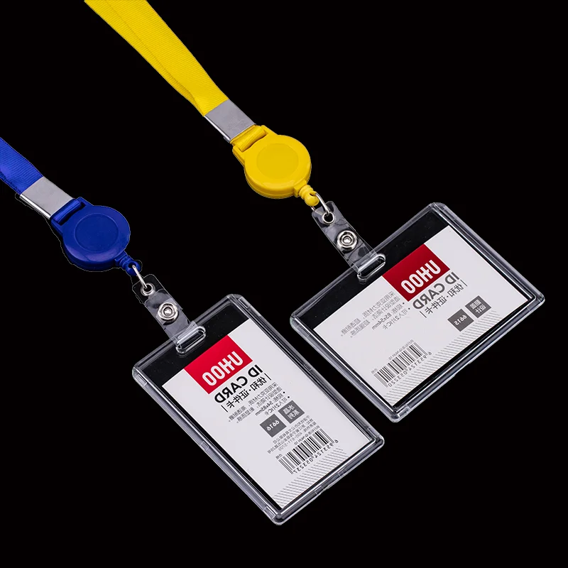 Etiqueta de identificación Horizontal Vertical de plástico duro transparente, acceso a tarjeta de trabajo de empleado, funda, funda, soporte para insignia