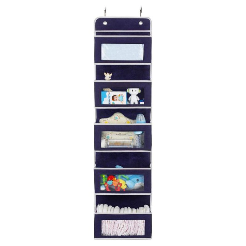 Yaapeet Over The Door Pocket Organizer Hanging Closet Clear Window Storage Bag with Mental Hook Children Nursery Closet Home: Blue