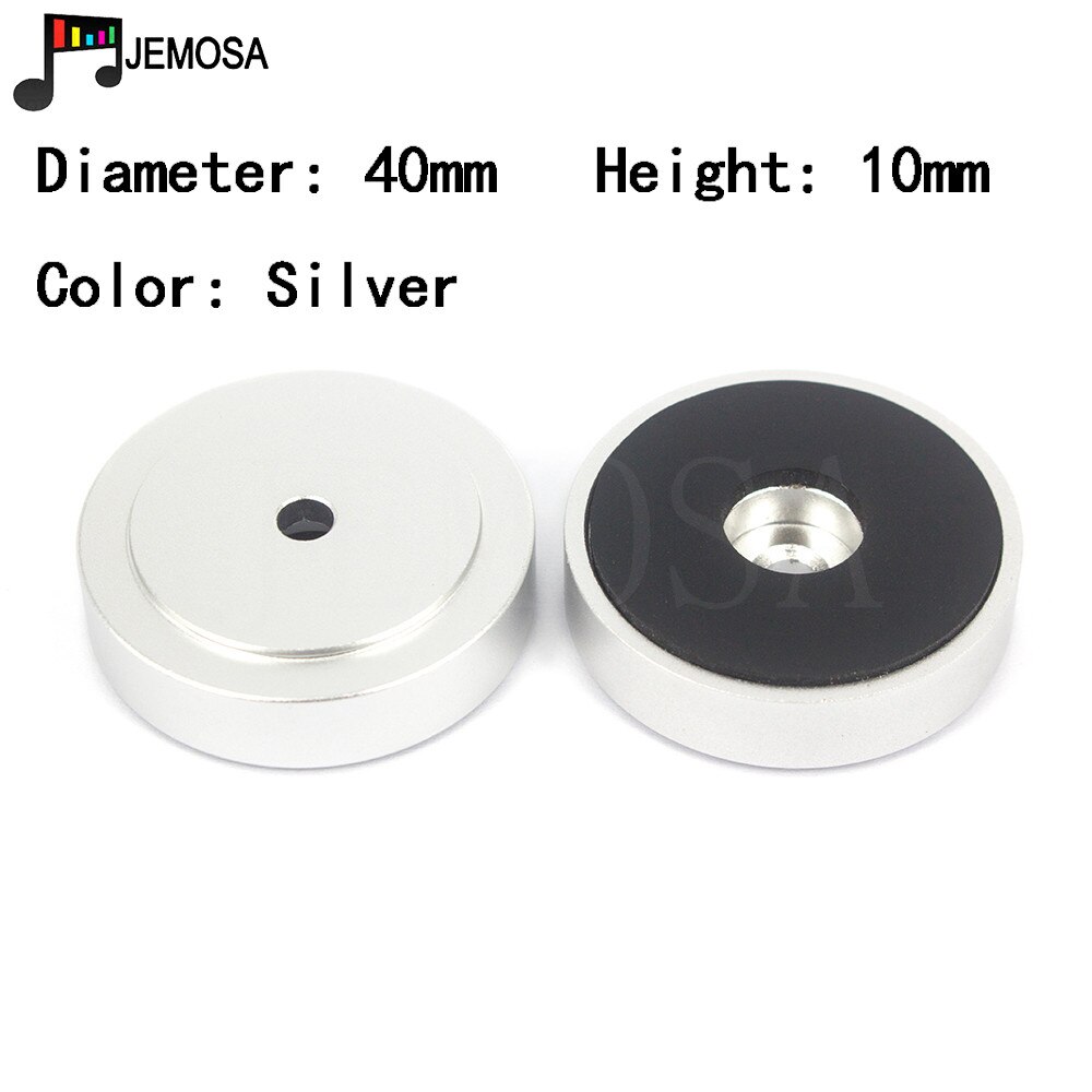 4 pz 40mm * 10mm alluminio piedi macchina amplificatore piedi altoparlante giradischi piedi gomma assorbimento degli urti lettore CD DAC piedi macchina: Silver 40X10