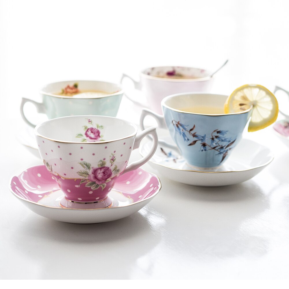 Creativity Flower Tea Cup Saucer Bone China Nordic Modern Eco Friendly Coffee Cups Luxury Reuseable Canecas Drinkware EK50BD