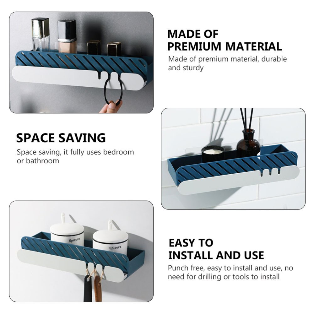 1Pc Storage Shelf Wall-mounted Rack Storage Rack for Home Restroom Hotel Bathroom