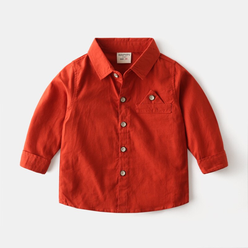 Chemise à manches longues pour garçon, vêtement pour enfant coréen en pur coton, automne: Rouge / 4T