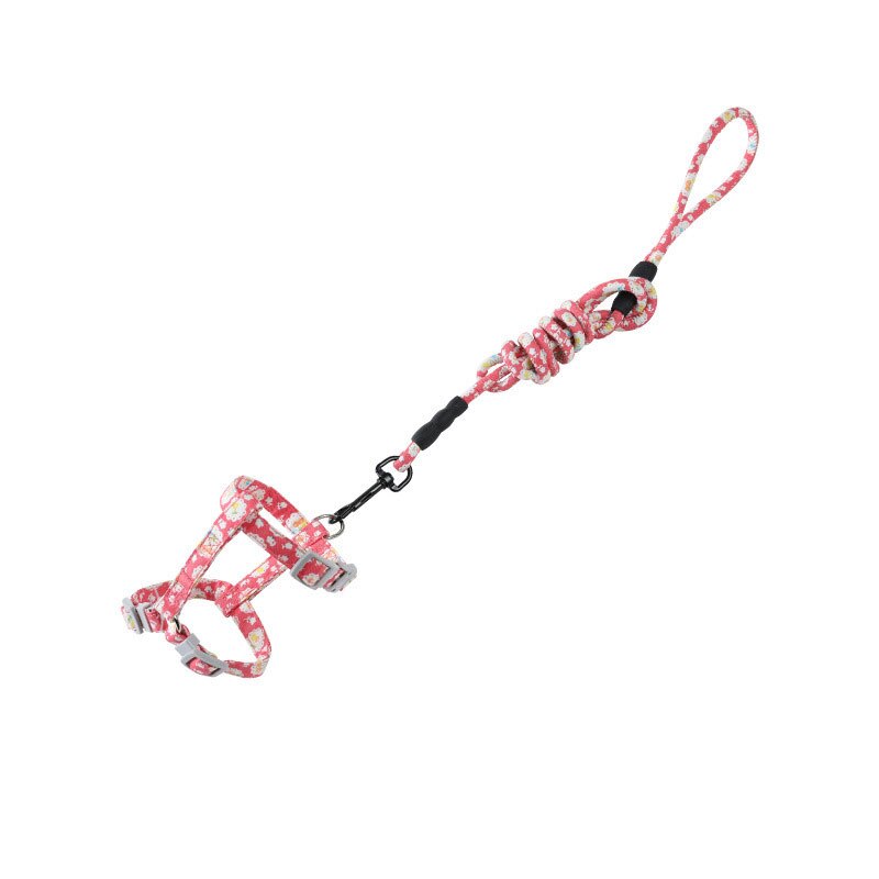 Hondenhalsband voor katten, verstelbaar harnas, riem, cartoon, huisdier, tractie, hond, kat, kitten, halster, kattenbenodigdheden voor katten, huisdierharnas, riem: Roze / M