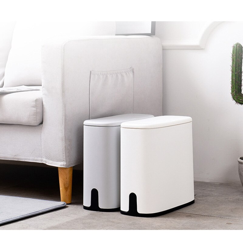 11L Narrow Type Trash Can Zero Waste Kitchen Recycle Bin Press Type Trash Bin Dustbin Plastic Waste Bin Garbage Bin Rubbish Bin