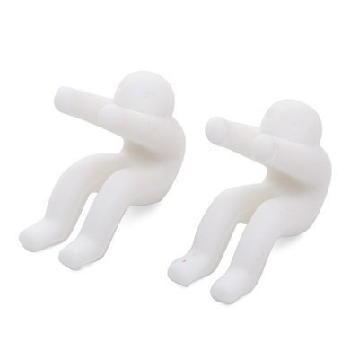 2 stk sjov mand form grydeclips køkken madlavningsværktøj suppe ske hviler overløbsdæksel enhed mennesker model låg holder bordindretning: Hvid