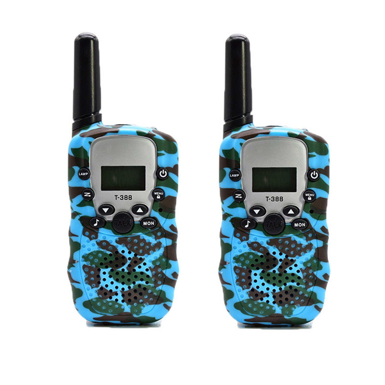 2 pçs walkie talkie crianças comunicador crianças distância de rádio 2-3km 1 par camuflagem walkie talkies presente de aniversário: Azul