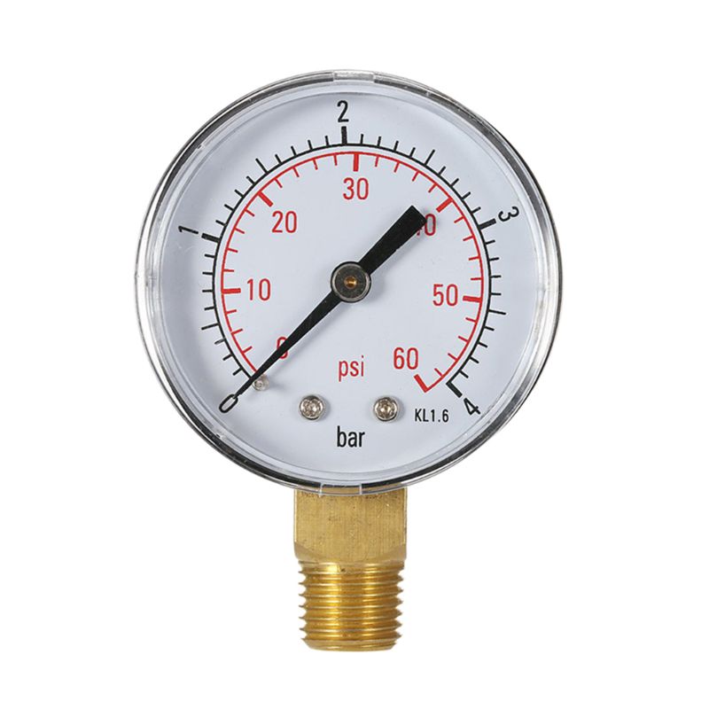 0-4 bar /0-60 psi luchtcompressor hydraulische drukmeter brandstof lucht olie hoog vacuümmeter 1/4\ " npt zijmontage  y5ld