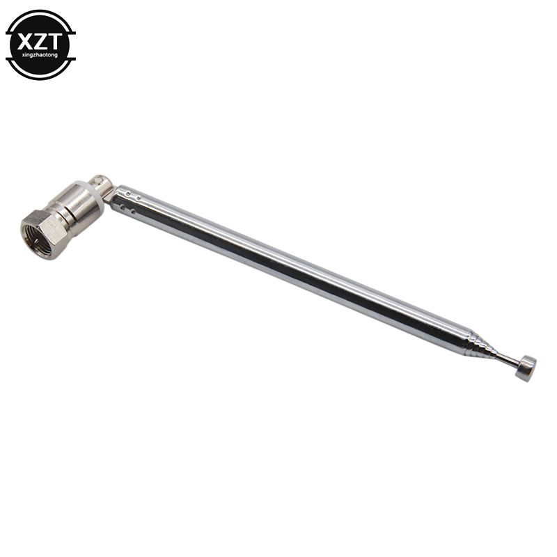 F Type Radio TV Antenna 7 Section Telescopic Aerial Replacement Connector For TV AM FM Radio Cable 21-98cm: Default Title