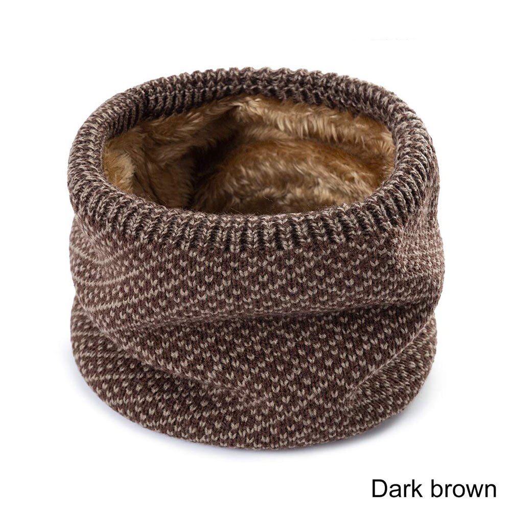 Truenjoy unisex vinter mænd kvinder varm strikkede ring tørklæder tykke elastiske strikkede lyddæmpere hals tørklæde snood plus fløjl halstørklæde: Mørkebrun