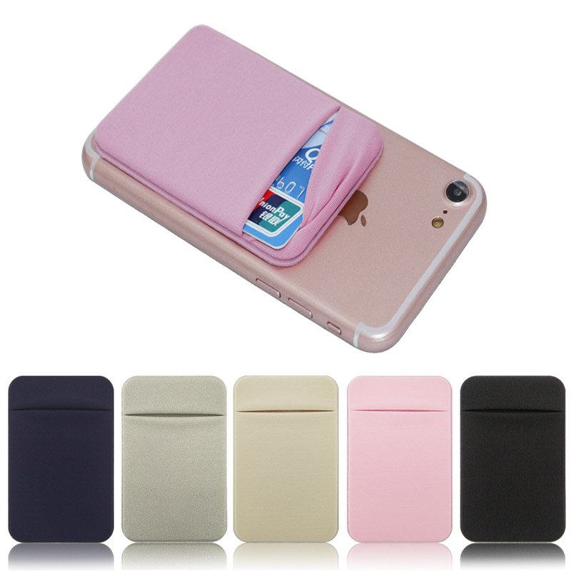 Elastic Stretch Lycra Adhesive Mobile Phone Wallet Case Credit ID Card Holder Pocket Stick On 3M Adhesive Pocket Purse Pouch