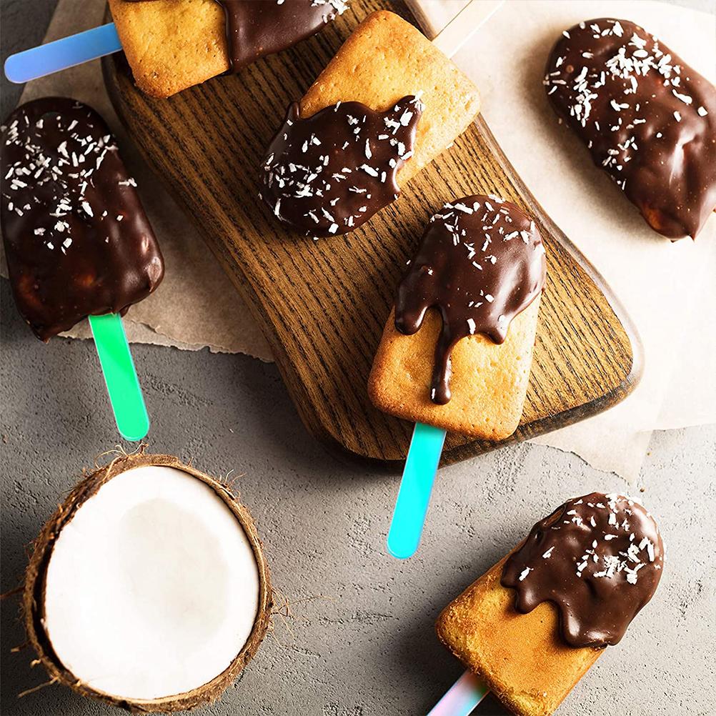 Palos acrílicos para hacer helados, palito de helado con gradiente, palos de paleta para congelador, duraderos y suaves, DIY