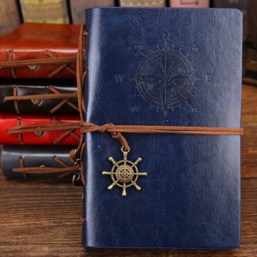 Vintage Pirate A5 Agenda Agenda avec couverture en Faux cuir Filofax carnet de notes pour l'école coréenne papeterie ou voyageur: Blue / Large 165x235mm