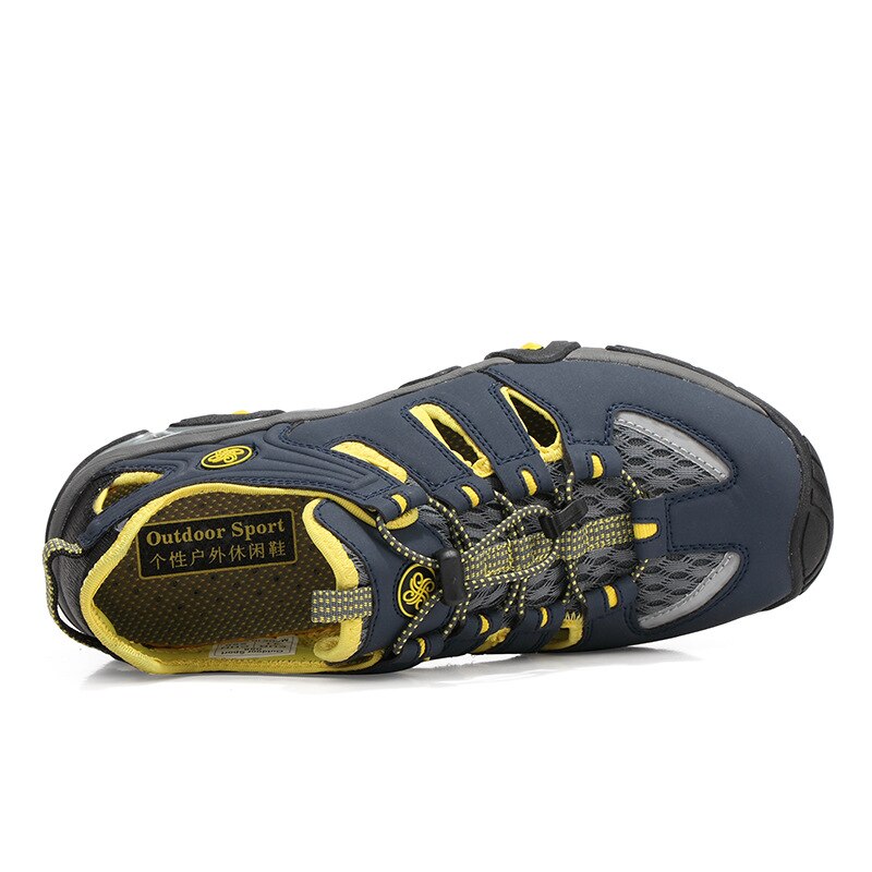 Water Shoes Beach Sandals Male Lightweight Breathable Leather Shoes Comfort Lace-Up Causal Men Sandals