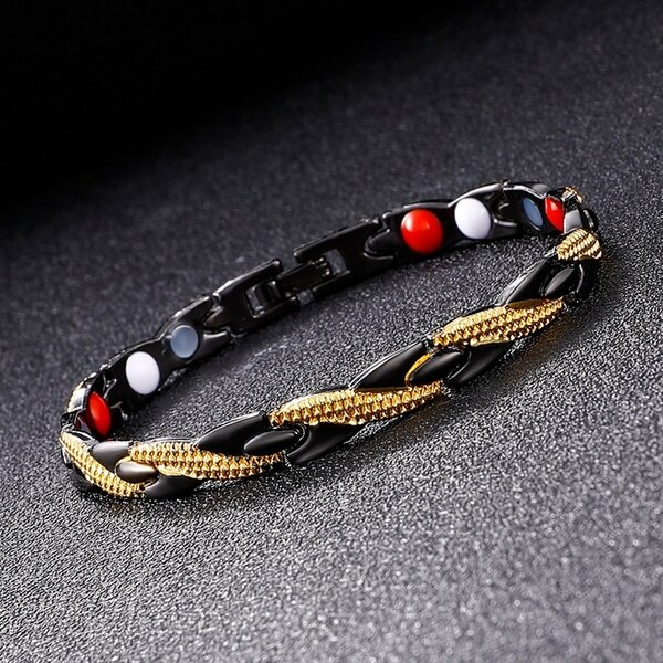 Magnetic Therapy Bracelet 3-in-1 Weight Loss Improve Sleep Adjusting Titanium Steel for Women Men: 16
