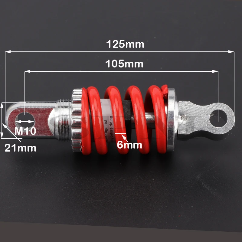 Amortiguador Universal de 105MM, suspensión trasera de 6mm, resorte para patinete eléctrico, Go kart, Dirt Pocket Bike, accesorios para motocicleta