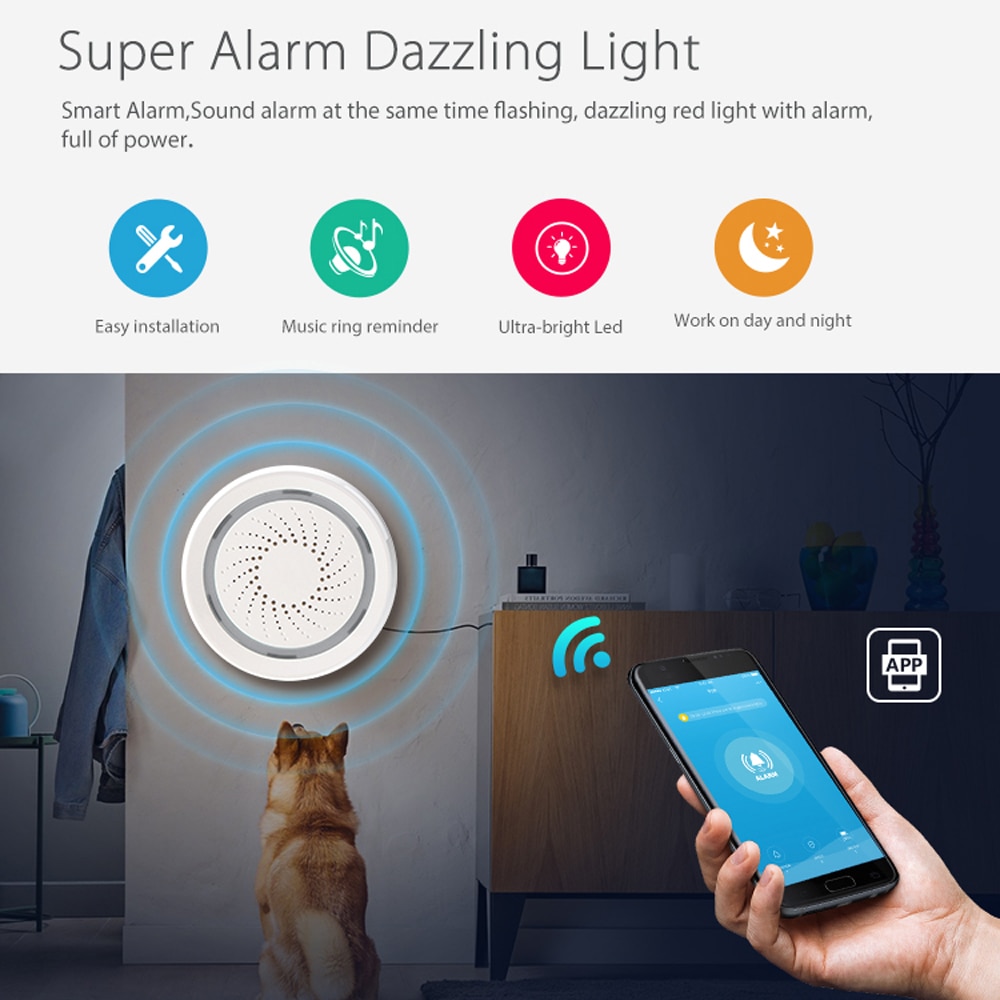 NEO Coolcam Temperature Humidity Alarm Sensor Wifi Siren Tuya Compatiable With Echo Google Home Assistant