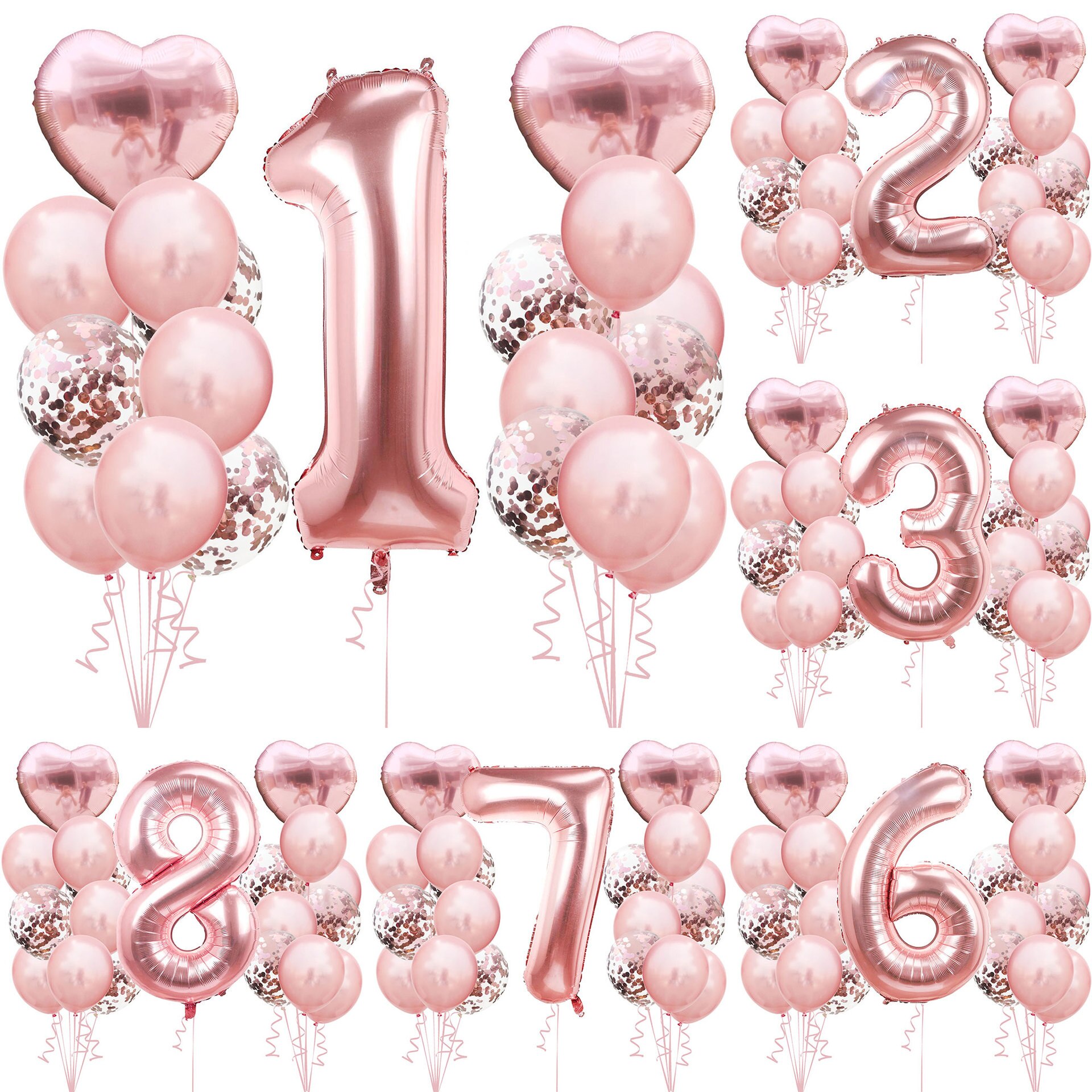 19pcs/set Birthday party air helium digital balloon number happy birthday party ornament kid balloon birthday balloons
