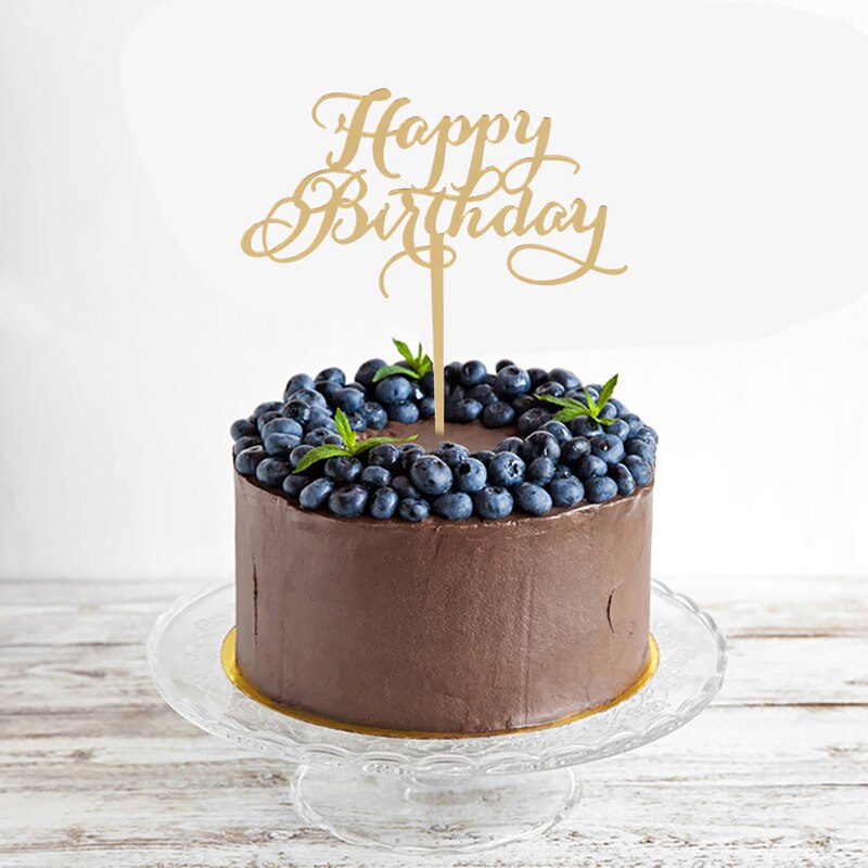 Happy Birthday Cake Decorations Acrylic Cakes Topper Insert Cards Party