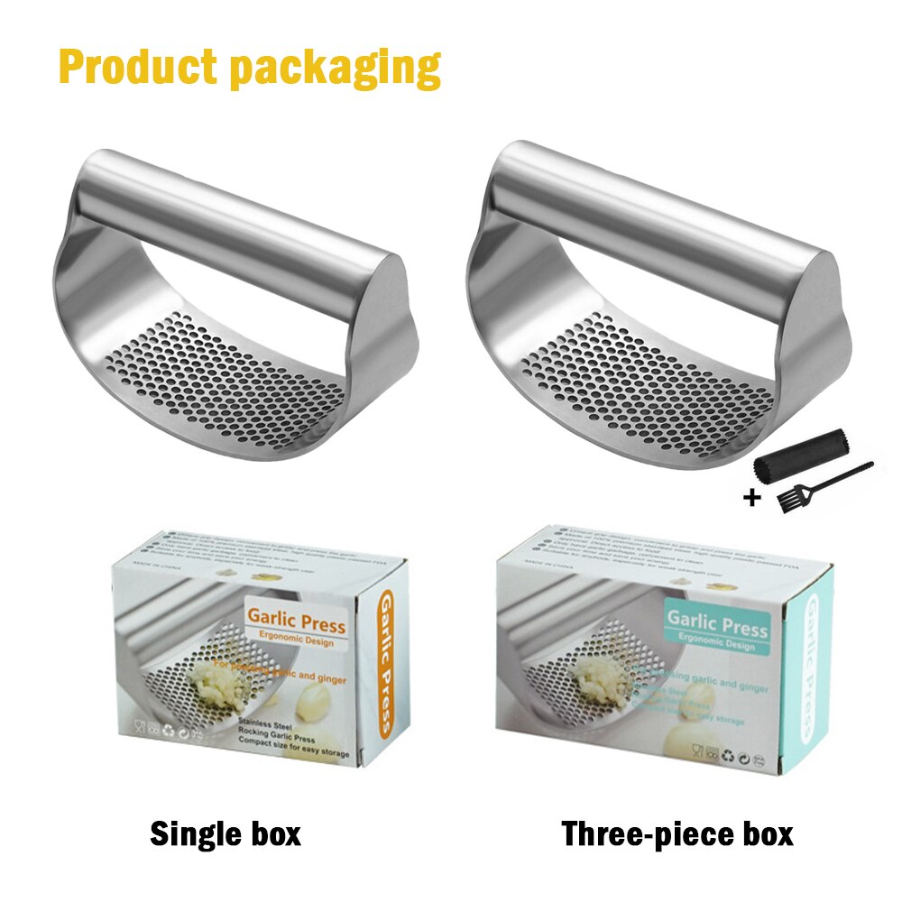 Multi-function Manual Garlic Press Curved Garlic Grinding Slicer Chopper Stainless Steel Garlic Presses Cooking Gadgets Tool