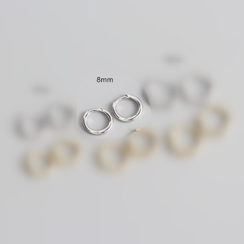 925 Sterling Zilveren Oorbel Mode Zirkoon Kruis Oor Ring Ronde Oor Bot Nagel Oor Gesp Eenvoudige Wilde Trend Jongen Meisje oor Sieraden: 1 pair silver 8mm