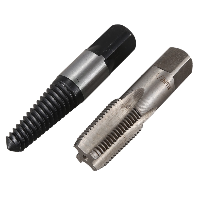 2Pcs Screw Extractor Water Pipe Broken Pipe Extractor Water Pipe Thread Repair Tap Set