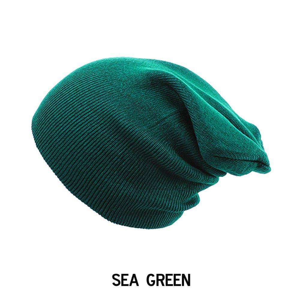 Mistdawn 2022 unisex strikket slouch skullies hunhue hue kvinder mænd efterår vinter varme huer ski cap one size: Havgrønt
