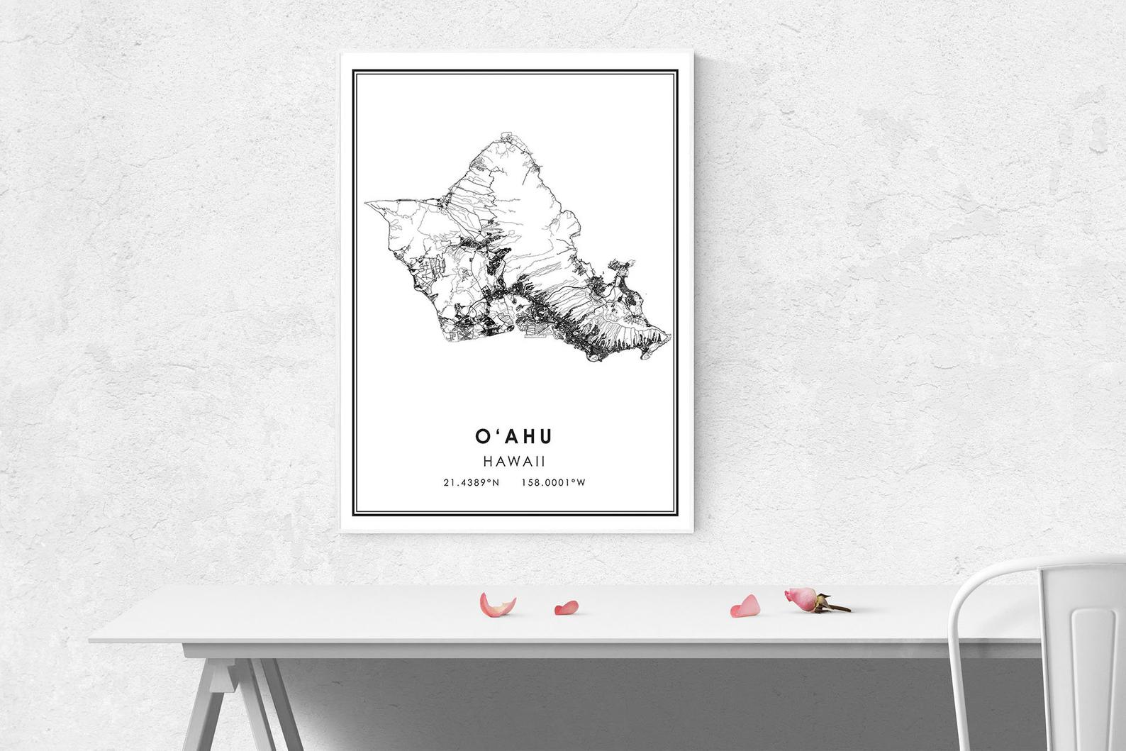 Oahu map print poster canvas | O‘ahu Street map | Hawaii Oahu city map print poster canvas