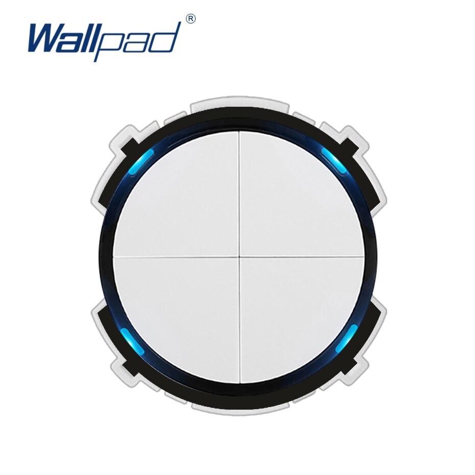 Wallpad 4 Gang 2 Way Wall Light Switch LED Indicator Function Key Only Free Combination: White