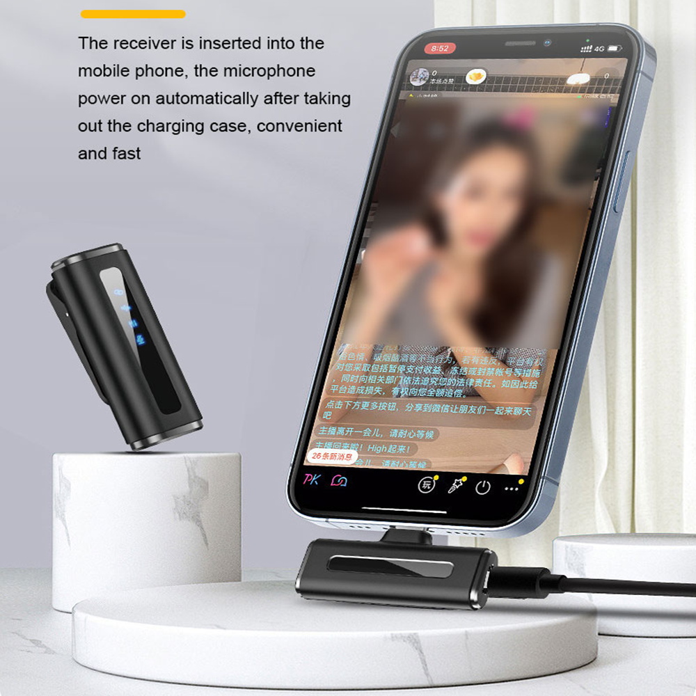 Lavalier Wireless Microphone for Phone Microphone with Charging Box Noise Reduction for Android IOS Recording Live