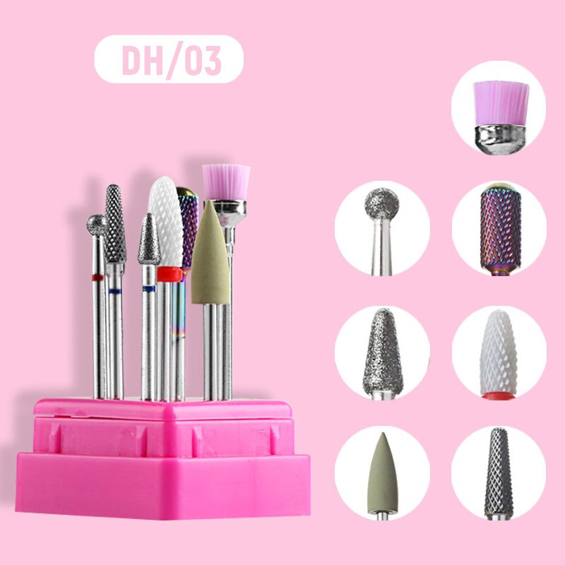 Juego de cortadoras de fresado combinado para manicura, molino de cerámica, cortador de manicura, Set para pedicura, limas eléctricas para uñas, accesorios para uñas: 03 Set