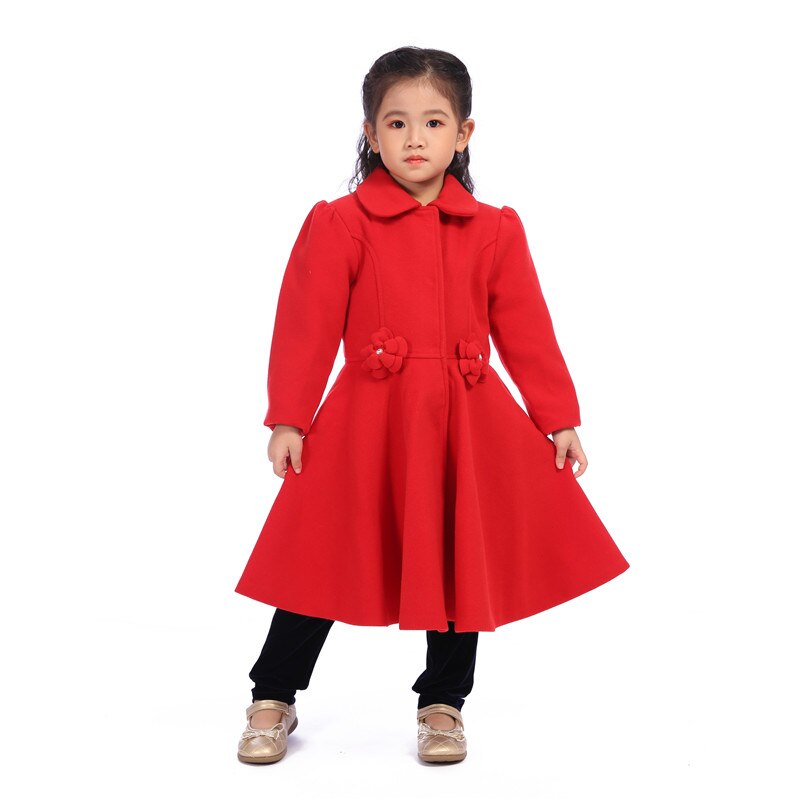 Abrigo ropa de calle para niña, chaquetas para niño y niña, abrigo largo rojo para niña, ropa informal, novedad de invierno y otoño