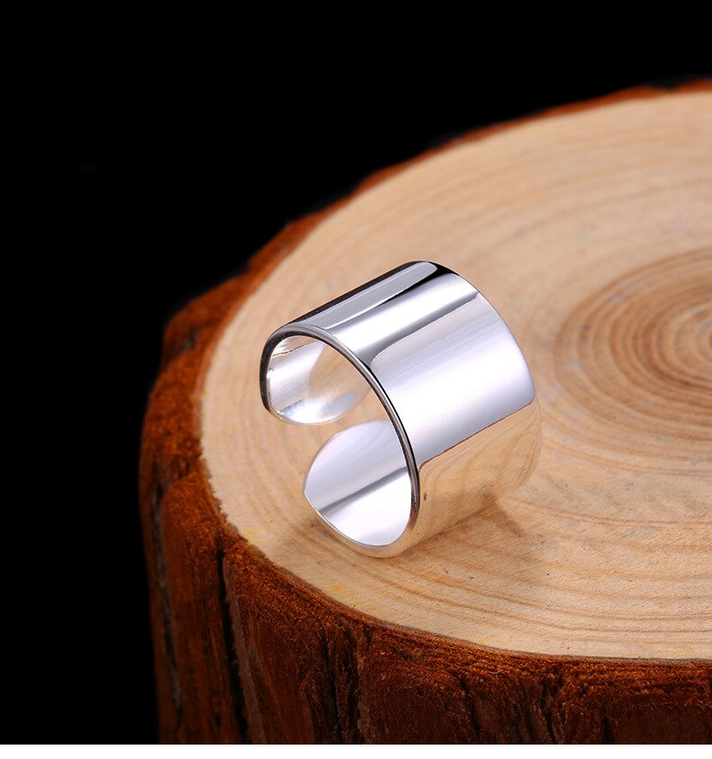 süße Stil Silber Farbe Große Glatte Ringe Für Frauen Engagement Schmuck Mädchen Einstellbare Größe Finger Ringe
