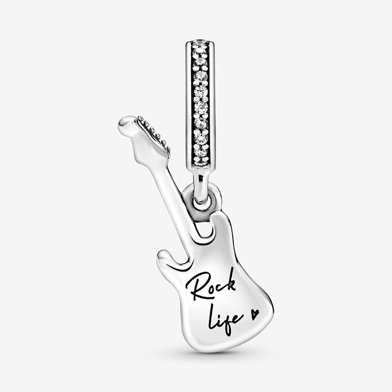 Fine Jewelry 925 Sterling Silver Electric Guitar Dangle Charm Beads Fit Original Pamura Bracelet S925 Silver Jewelry