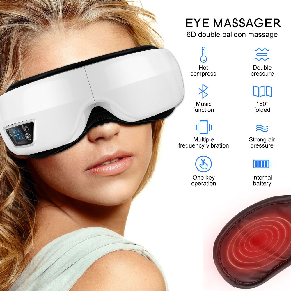 Masseur Oculaire 4D LED avec Vibration pour Musique Air , Appel Bluetooth, Soulage la Fatigue, Nouveauté