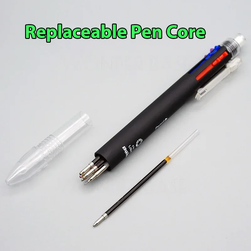 Flerfarget 6 in 1 kulepenn med påfyll stifte 5 farger rullekulepenn og 1 blyantstift multifunksjonspenn