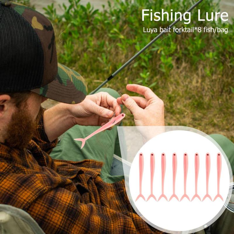8pcs/lot Fishing Lures Soft Fish Fork Tail Fishing Lures Artificial 1.7g 8cm Bionic Baits multicolor Fishing