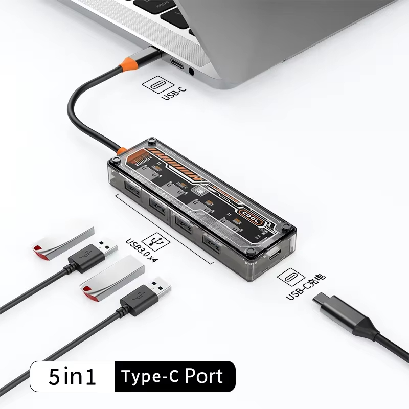 Basix USB C HUB 4K 30Hz Type C to HD-MI DP VGA Gigabit Ethernet USB 3.0 PD 100W Adapter For Macbook Air Pro M2 M1 PC Accessories: GRAY