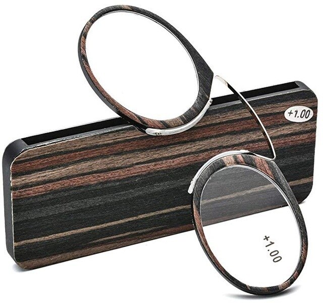 Ienjoy Pince-Nez Neus Clip Leesbril Vergrootglas Glasse Mannen Vergrootglas Draagbare Legless Bril TR90 Draagbare Met Doos: +150 / BLACK