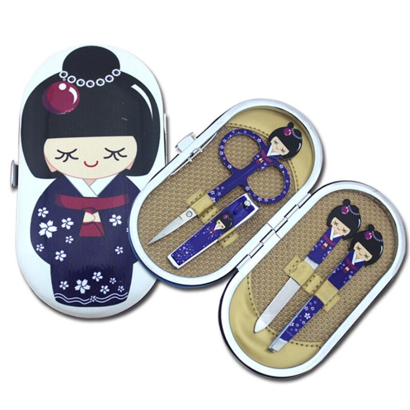 5- delige set nagels, kunst wenkbrauwen schaartje neustrimmer manicure make-up tools schaartje nagelknipper nagelriemknipper manicureset: Geel