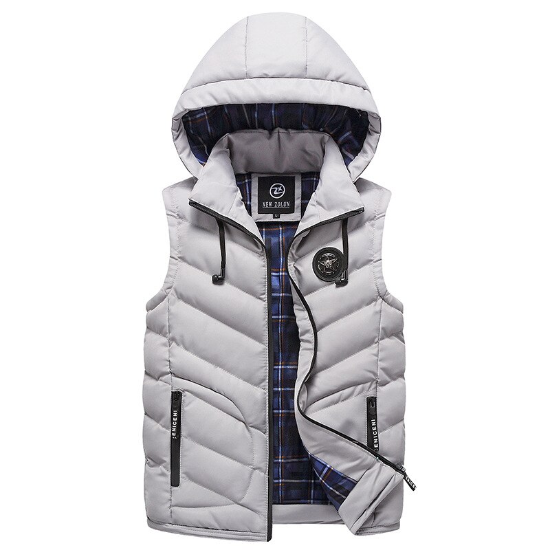Gilet à capuche hommes veste sans manches automne hiver Gilet hommes nouveaux gilets Gilet printemps Homme Gilet Homme, 8868: 8868 gray / XXXL
