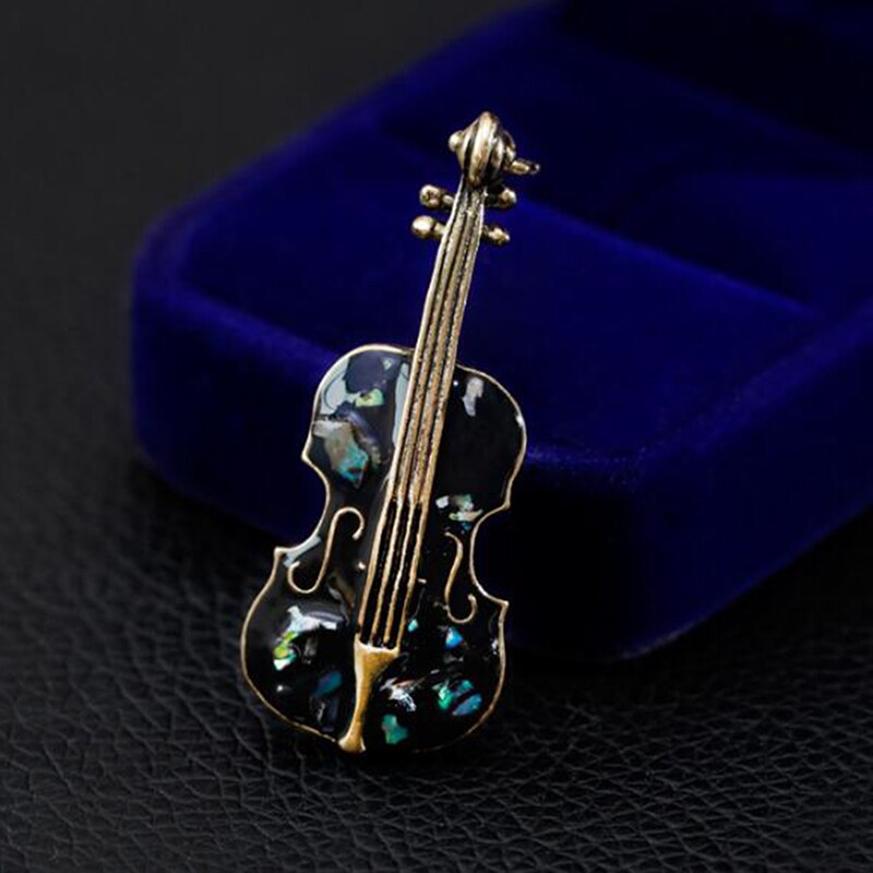 Vintage Cello Gitaar Viool Shell Broches Kleding Accessoire Vrouwen Reversspeldjes Club Badge Retro Brons Broche Sieraden