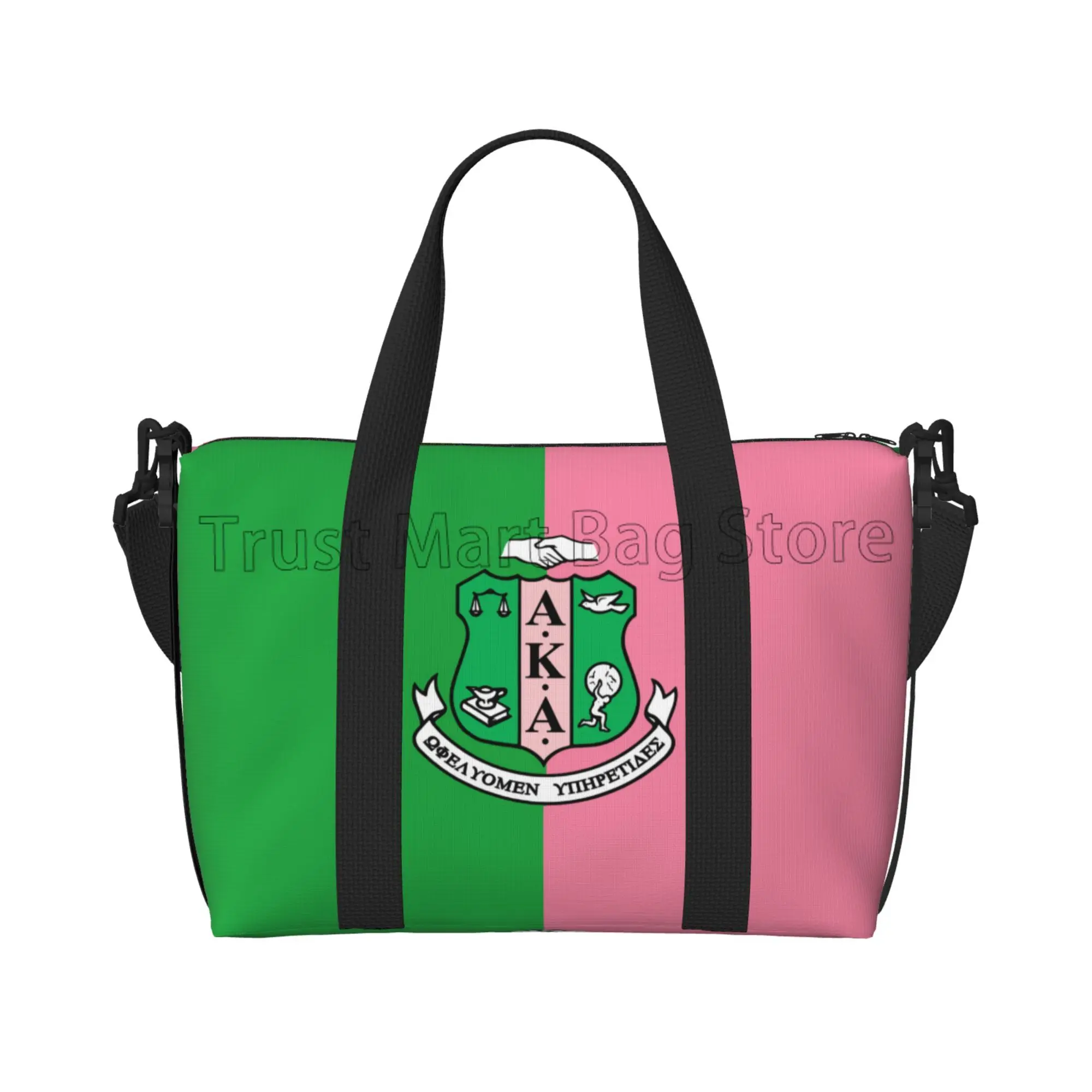 AKA Sorority Print Handreistas Sportvissen Gym Yoga Bagage Draagtas Multifunctionele waterdichte weekendtassen voor dames en heren: Black