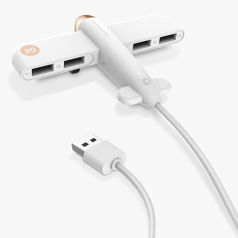 Portable USB Hub Aircraft Plane USB Splitter External Multi Ports USB HUB Cute 4 Ports Jet Fighter Hub 3.0 Adapter For PC Laptop: White