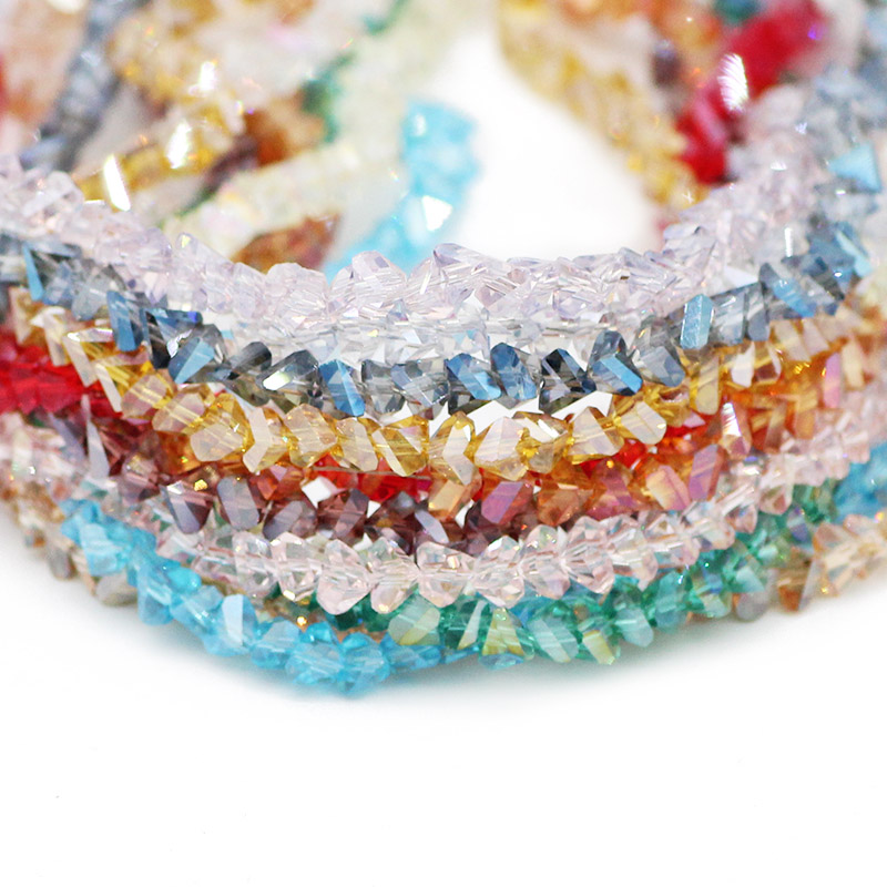 Cuentas de cristal austriaco triangulares de tetraedro, cuentas sueltas de vidrio para fabricación de pulseras de joyería, accesorios de bricolaje, , 6mm, 90 piezas